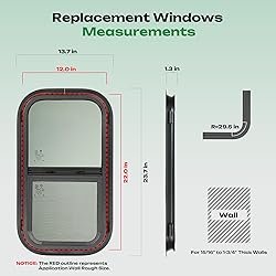 AUSUM MOTOR Vertical RV Window 12" W x 22" H Tinted