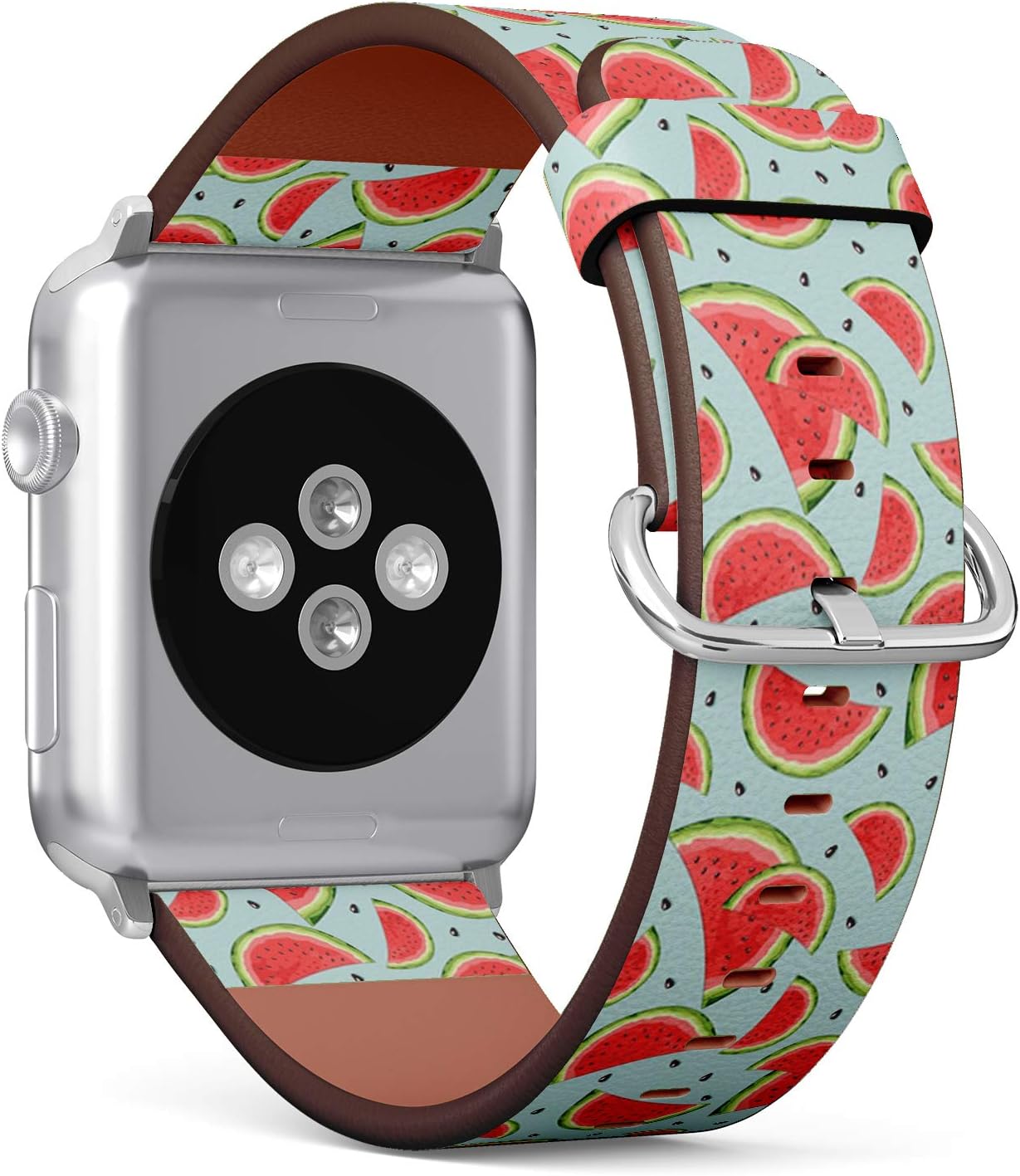 Amazon Com Q Beans Watchband Compatible With Big Apple Watch 42mm 44mm Replacement Leather Band Bracelet Strap Wristband Accessory Watermelon Tropical Leaves
