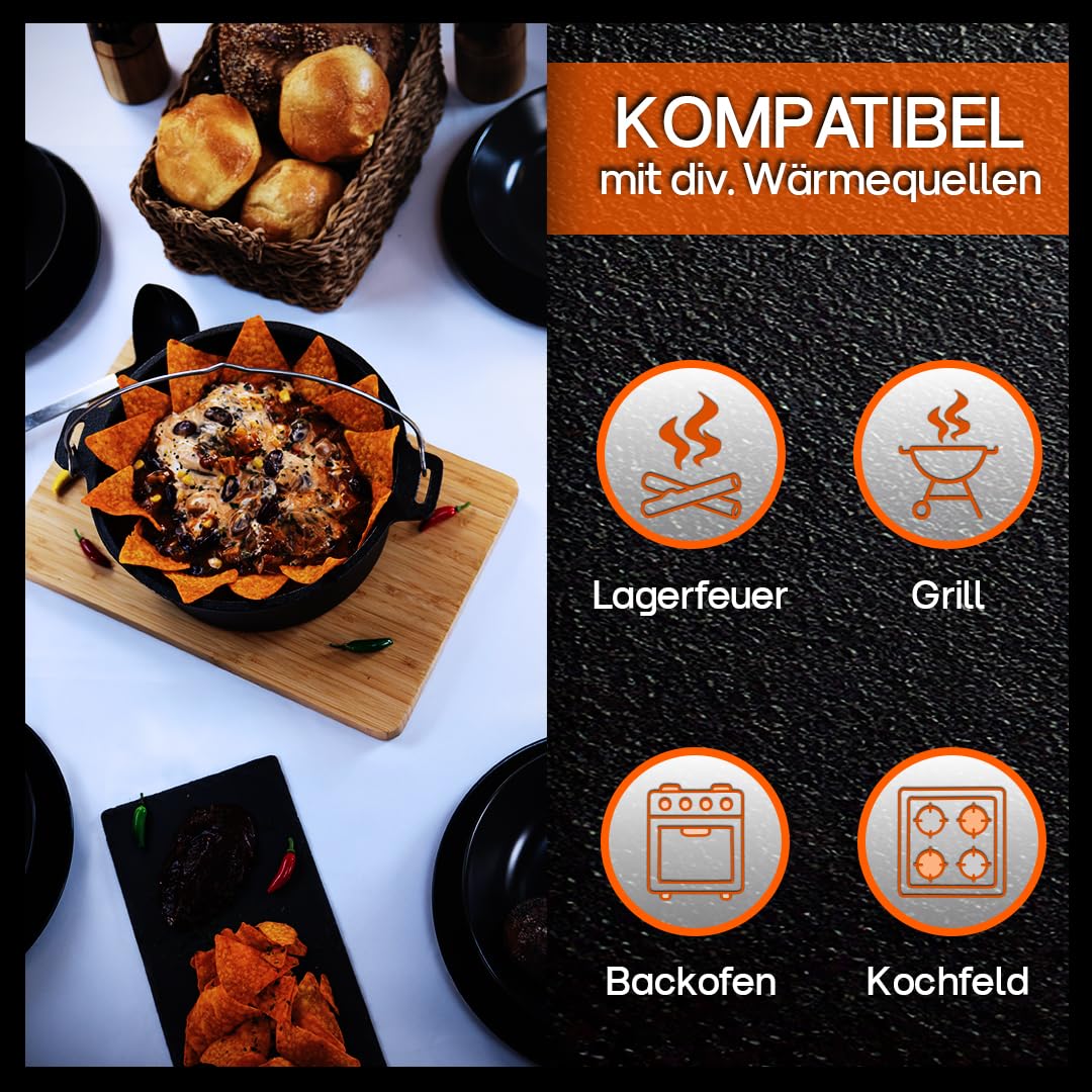 Grillschweine Dutch Oven 12QT (11,4 L ohne Füße) - BBQ Schmorofen - Gusseisen Feuertopf 5