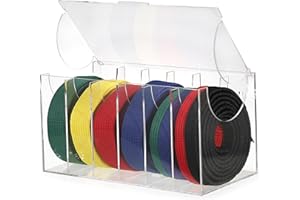 JUXYES Clear Acrylic Martial Arts Belts Display Case for 6 Belts, Portable Karate Belt Display Holder with Dust Cover, Transparent Taekwondo Belt Display Organizer Box for Martial Arts Learners