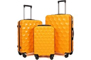 Aklsvion 3-Piece Hardshell Luggage Set, Golf Ball Textured Design, Premium Spinner Wheels, PC+ABS Durable Suitcase Family Set