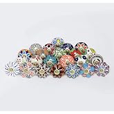 FOLK CRAFT Drawer Knobs - Pack of 12 - Indian Countryside Colorful Assorted Ceramic Drawer Pull Handle Kitchen Cabinet Cupboard Wardrobe Knob Boho Room Interior Decor - Multicolor