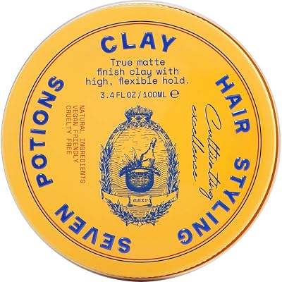 Seven Potions Men's Matte Hair Clay Wax 100ml High Hold Water Based Vegan