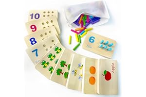 BEWITU Wooden Number Counting Peg Board, Montessori Kids Math counters, Montessori Counting Toys for 3 4 5 Years Old Kids, Toddler Preschool Learning Toys, Kindergarten Homeschool Autism Learning Materials