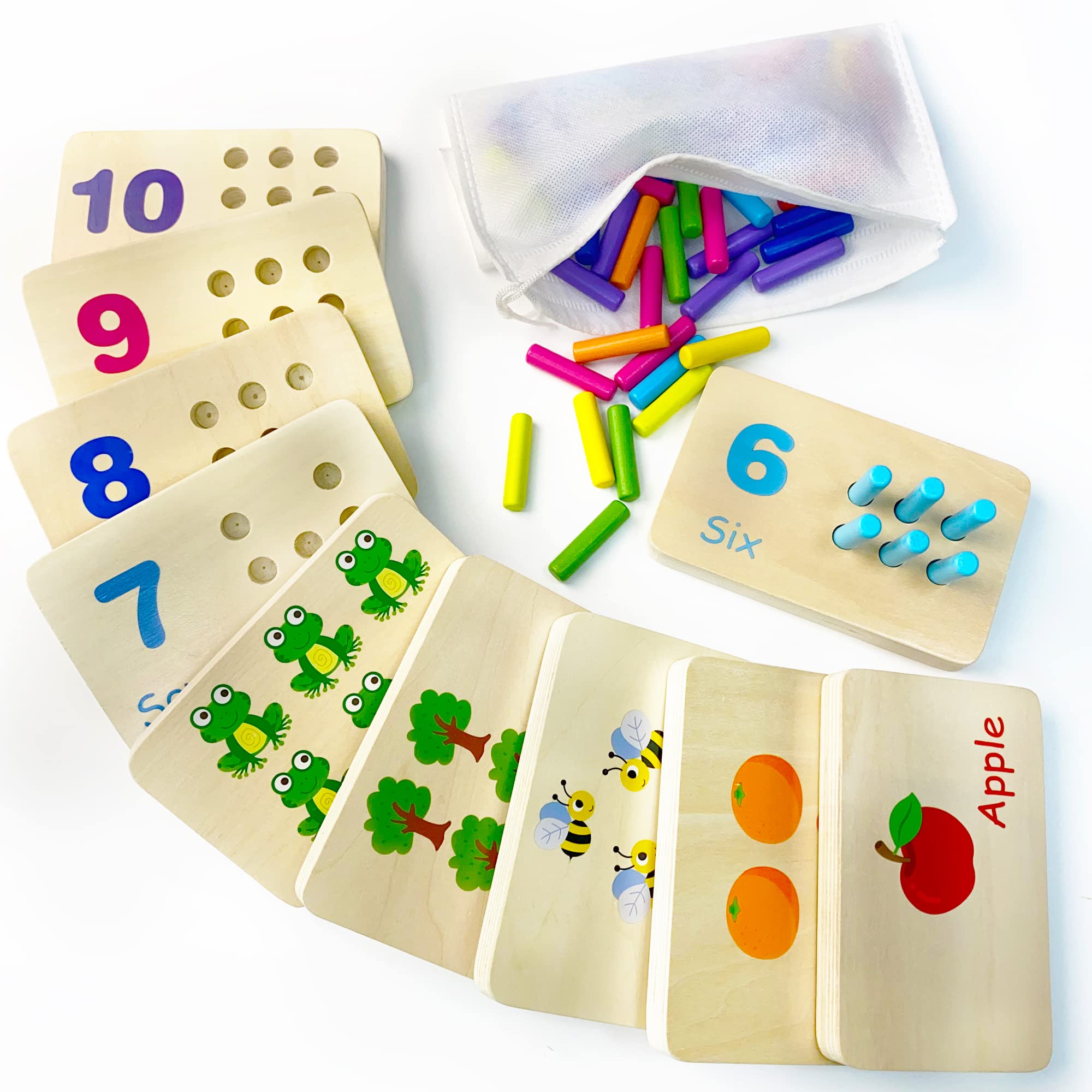 Photo 1 of Wooden Number Counting Peg Board, Montessori Kids Math counters, Montessori Counting Toys for 3 4 5 Years Old Kids, Toddler Preschool Learning Toys, Kindergarten Homeschool Autism Learning Materials