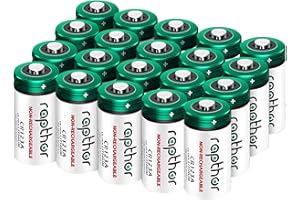 rapthor CR123A 3V Lithium Batteries 20 Pack 1650mAh High Power CR123 CR17345 for Flashlights Microphone Toy Smoke Detector Alarm System Non-Rechargeable CR123 Photo Battery (Not for Arlo)