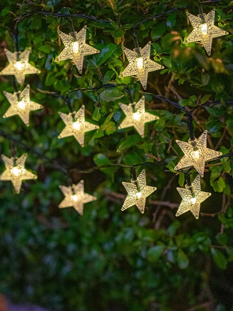HHMTAKA Solar Fairy Lights Outdoor Waterproof 50LED Solar Garden Lights 8 Mode 9.5M/31FT Indoor/Outdoor String Lights for Garden Patio Yard Home Christmas Parties Wedding (Star) - Image 4