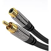 KabelDirekt – RCA Extension Cable – 6ft – Break-Resistant Lead for Brilliant Sound Quality (subwoofer/Audio Cable, RCA Male to Female, Ideal for Amplifier/HiFi, Analog & Digital)