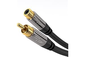 KabelDirekt – RCA Extension Cable – 3ft – Break-Resistant Lead for Brilliant Sound Quality (subwoofer/Audio Cable, RCA Male to Female, Ideal for Amplifier/HiFi, Analog & Digital)