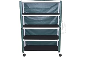 MJM International 350-4C Four Shelf Jumbo Cart with Cover, 600 oz Capacity, Royal Blue/Forest Green/Mauve