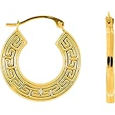 Floreo 10k Yellow Gold 17.8mm Greek Key Hoop Earrings