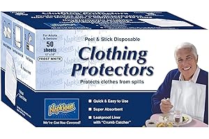 NRS HEALTHCARE Napkleen Disposable Clothing Protectors/Bibs, Self-Adhesive, Size: Adult (13 x 18 Inch) Color: White - 1/Box of 50