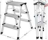 SONGMICS 3 Step Aluminium Ladder 150 kg Load Capacity Silver Black GLT23K view 2