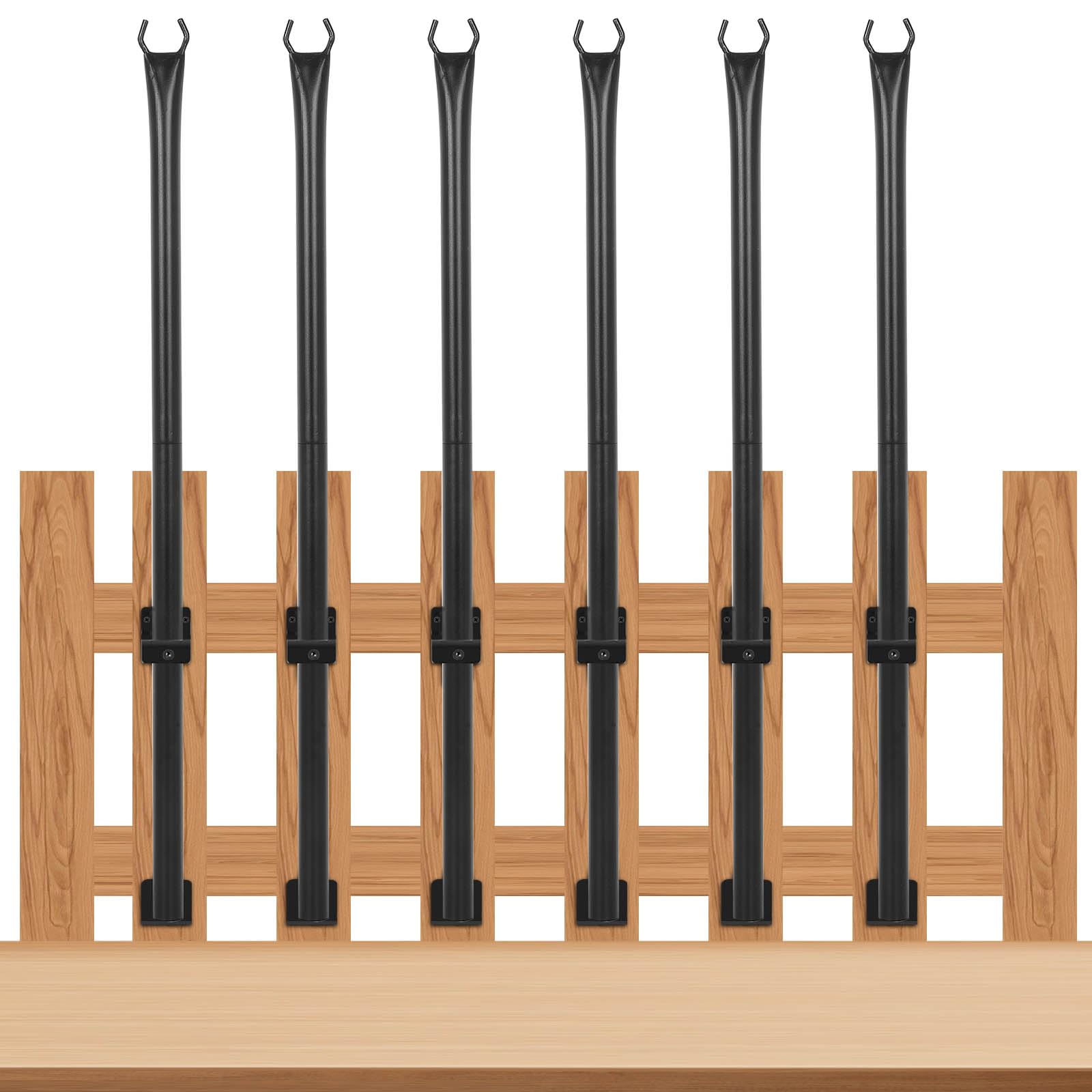 Photo 1 of GCCSJ 5 FT String Light Poles for Outside 6 Pack Heavy Duty Metal Poles for Deck Easy to Install String Lights Hanging Light Poles for Fence Garden Backyard Wall (6 Pack)