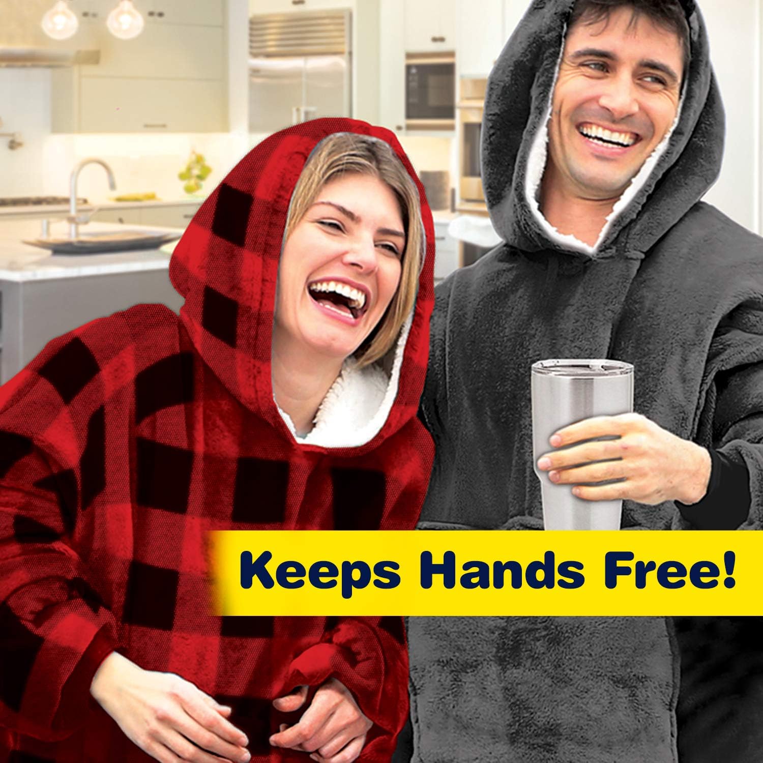 Ontel Huggle Hoodie, Ultra Plush Blanket, Charcoal Grey, One Size: Health & Personal Care