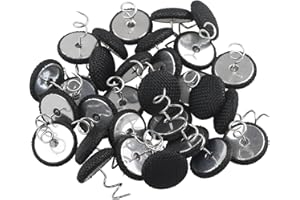 DriYwld Upholstery Tacks Bed Skirt Pins - 30 Pcs Fabric Covered Button Twist Pins for Slipcovers, Bedskirts, Armrest Covers, Headliners (Black)