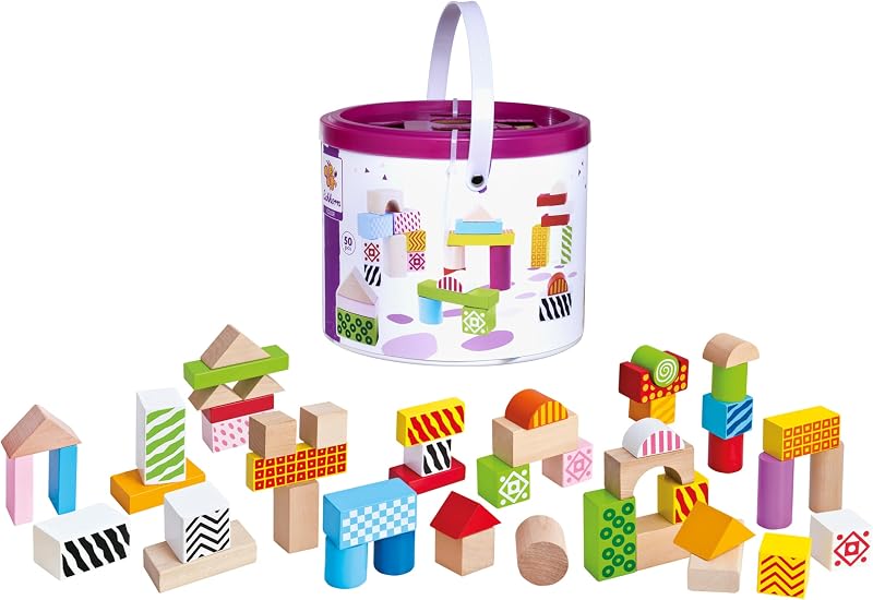 Tambor con 50 Bloques de Madera de Colores (Eichhorn 2226)