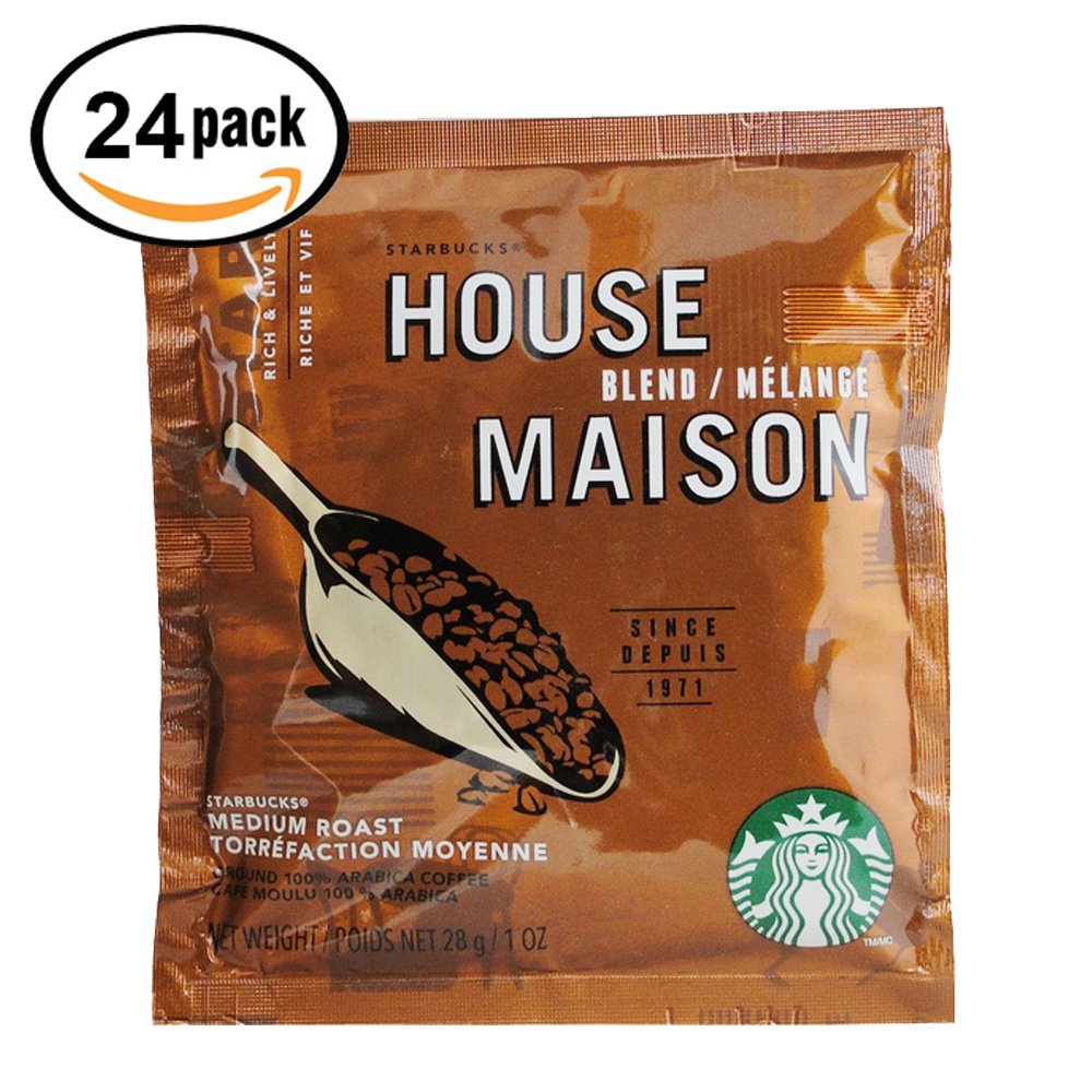 24 Pack, Starbucks House Blend Arabica Medium Roast Coffee, 4 Cup
