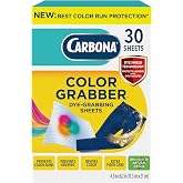 Carbona Color Grabber, Prevents Color Runs in Mixed Loads, 30 Sheets | Helps Prevent Dye Transfer &amp; Graying, Revives Colors, Plant-Based Fibers, Dye Shield Technology