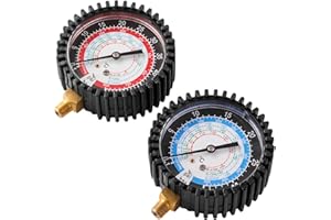 Refrigeration Pressure Gauge, Manifold Gauge Kit for R134A R1234YF R410A System, High and Low Recharge Manifold Gauge with 1/