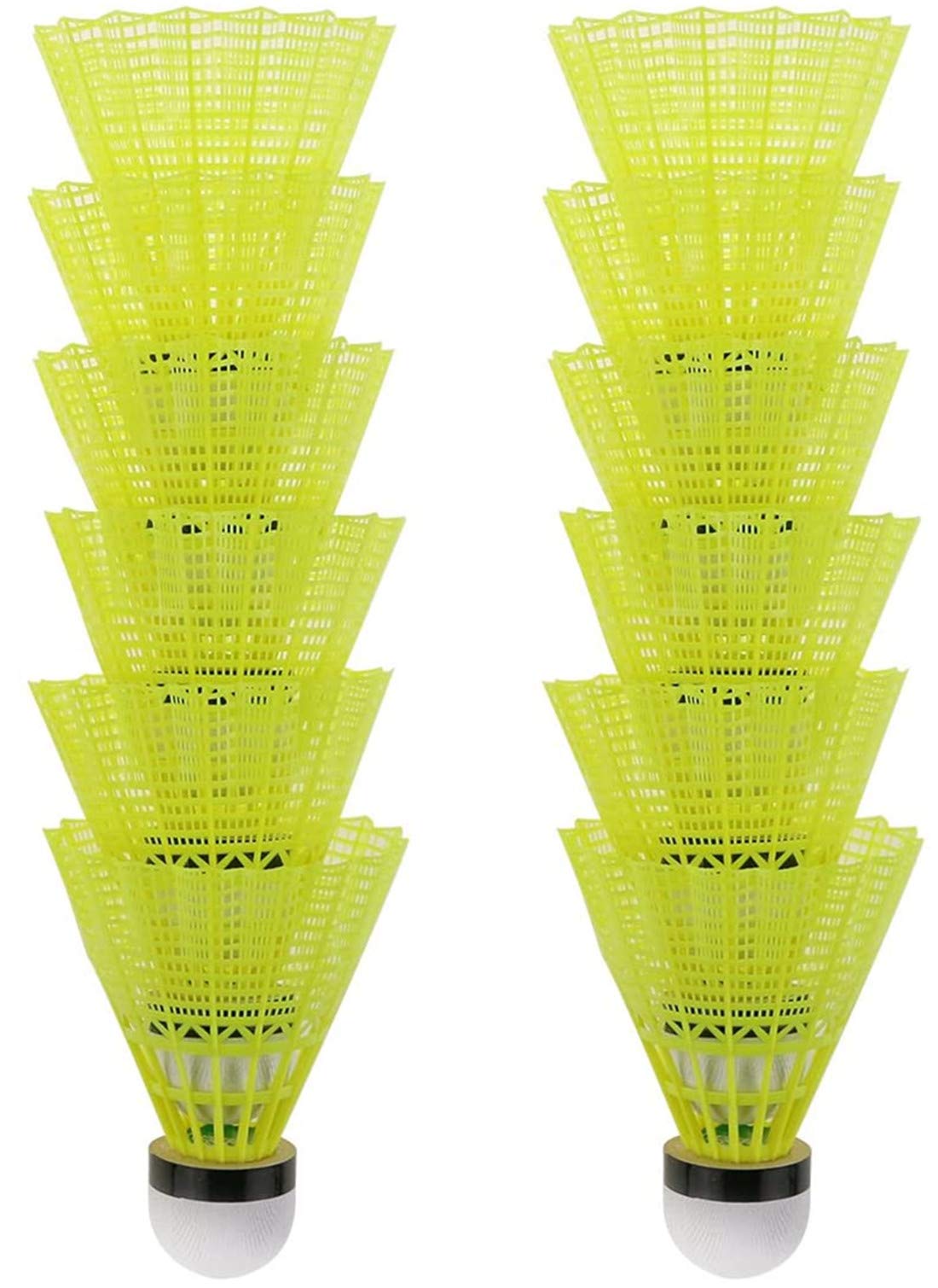 TX Pack of 12 Badminton Nylon Shuttlecocks Indoor Outdoor Sports High Speed Training Badminton (Yellow)