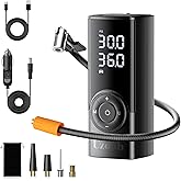 Uzonb 10000mha & 150 Psi Tire Inflator Portable Air Compressor - 12V Car Tire Air Pump Portable with Pressure Gauge - One Minute Fast Inflation, Ideal for Car, Motorcycle, Bicycle and More