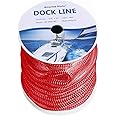 Amarine Made Double Braided Nylon Dock Lines 9500 lbs Breaking Strength (L:50 ft. D:3/4 inch Eyelet:12 inch) Marine Mooring Rope Boat Dock Lines Working Load Limit:1900 lbs (Red)