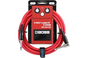 BOSS BIC-10A Series | Instrument Cable | Straight to Angled 6.3mm Jack | 3m Length | Cable for Guitar, Bass & More | Low Nois