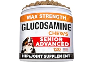 STRELLALAB Senior Advanced Glucosamine Chondroitin Joint Supplement for Dogs - Hip & Joint Pain Relief Pills - Large & Small Breed - Hip Joint Chews Canine Joint Health - Chews Older Dogs - Bacon Flavor-120Ct