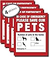 Pet Inside Finder Sticker - 4 Pack - Adhesive on FRONT and BACK. In a Fire Emergency, Firefighters will see alert on the window, door, or house and rescue your cat / dog. Safety first in case of fire.