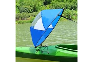 RENHAIGY Tandem Clear Kayak Wind Sail Kit Downwind Paddle Popup Board Inflatable Foldable Canoe Boats Accessories 42 Inches Durable Surfing Easy Setup Deploys Quickly Compact Portable