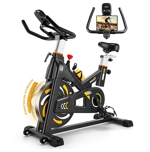 Exercise Bike Magnetic Resistance, Riksion Spin Bike for Home Gym Use，Exercising Equipment Indoor Cycling Bike with LCD Display&Tablet Holder Training Machine