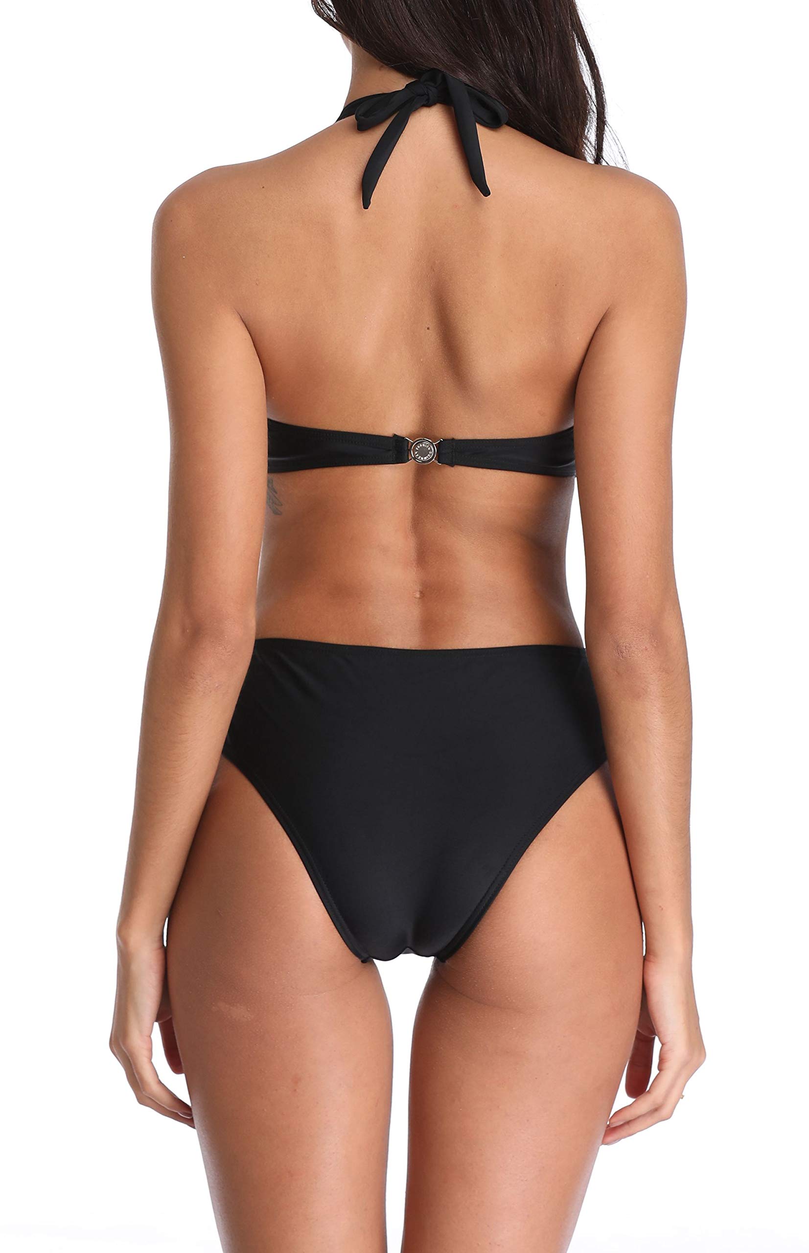 Women Sexy Cut Out One Piece Swimsuit Deep V Neck Cross Front Monokini Bathing Suit High Leg Swimwear S