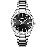 BUREI Mens Watches Fashion Stainless Steel Quartz Watches for Men,Waterproof Luxury Dress Design, Gifts for Men