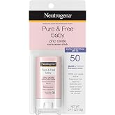 Neutrogena Pure &amp; Free Baby Mineral Sunscreen Stick SPF 50, 0.47 oz, 2 Pack | Zinc Oxide, Water-Resistant (80 min), Hypoallergenic, Paraben-, Dye- &amp; PABA-Free Baby Face &amp; Body, Baby Sunscreen