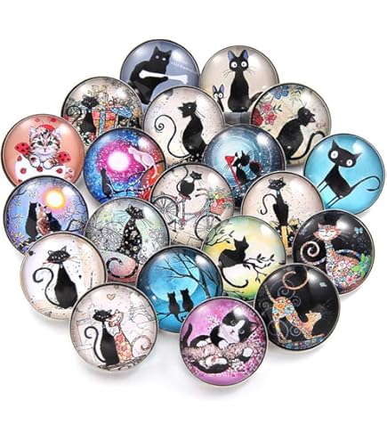 Ginooars Lot De 30 Boutons Pression Aléatoires En Verre 18 Mm Pour Bijoux Interchangeables, Verre, Pas De Gemme Verre