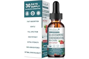 MULITTEA Glucosamine Chondroitin MSM Liquid Drops - Extra Strength Joint Support Supplement with Elderberry, Boswelia, Bromelain, Hyaluronic Acid - Antioxidant Immune Support for Adults, Men & Women(2 Fl oz)