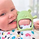 Infatot Chipmunk Teething Mitten Baby Toy Silicone Glove 0-6 Months Olive view 2