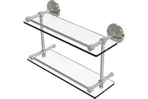 Allied Brass MC-2/16-GAL-SN Mc 2 Gal Monte Carlo Inch Double Gallery Rail Glass Shelf, 16 Inch, Satin Nickel