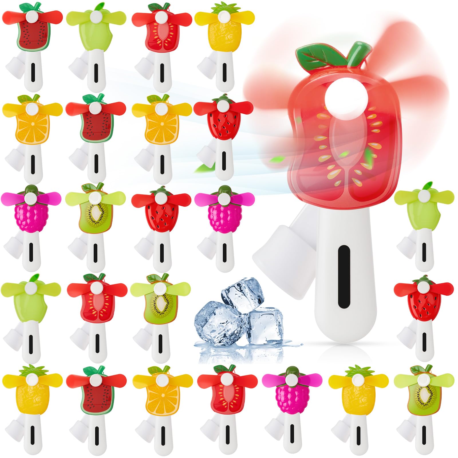 Photo 1 of Rossesay 24 Pcs Mini Plastic Handheld Portable Fan Hand Press Small Cute Party Favors Hand Press Manual Cooling Fan for Summer Outdoor Cooling Gifts (Fruit)