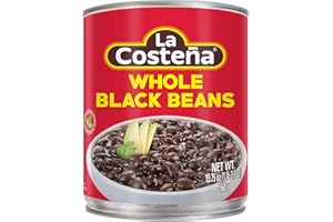 La Costeña Whole Black Beans - Ready-to-Eat Canned Black Beans for Mexican Food, Vegetarian Chili Ingredients, Frijoles Negros, Hummus, Dips, Burgers & Burritos - 19.75oz, 1 Pack Bulk Canned Food