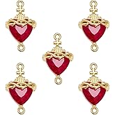 COGCHARGER 5Pcs Heart Connector Charms for Jewelry Making Crystal Charms Links Pendant for Earring Bracelet Necklace