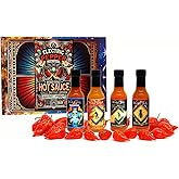Wicked Tickle Ghost Pepper & Habanero Hot Sauce Gift Set – 4 Pack + Bonus 7 Ghost Peppers, 5 oz Bottles