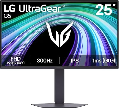 Moniteur Gaming Ultragear™ 25G550B-B.AEU | Série G5 (2026) | 25 Pouces | IPS 16:9 | 300Hz | 1ms (GtG) | FHD 1920x1080 | sRGB 99% | HDR10 | AMD FreeSync Premium™ et NVIDIA G-Sync™