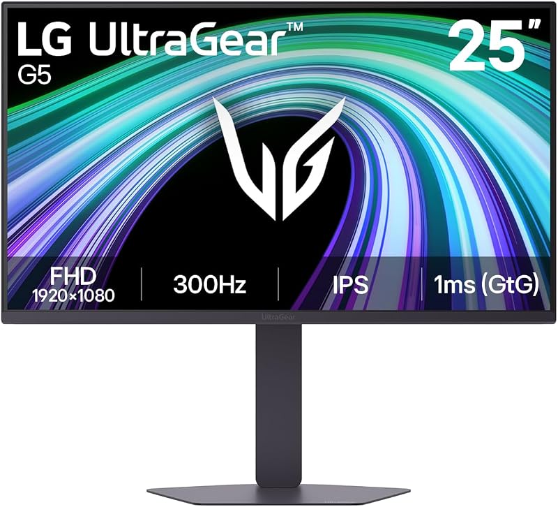 Moniteur Gaming Ultragear™ 25G550B-B.AEU | Série G5 (2026) | 25 Pouces | IPS 16:9 | 300Hz | 1ms (GtG) | FHD 1920x1080 | sRGB 99% | HDR10 | AMD FreeSync Premium™ et NVIDIA G-Sync™