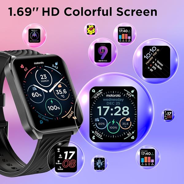 MOTOROLA MOTO WATCH 70 – HEALTH AND FITNESS SMARTWATCH FOR EVERY DAY WEAR, ADVANCED HEALTH FEATURES, UP TO 10 DAYS BATTERY LIFE – COMPATIBLE WITH ANDROID AND IOS, PHANTOM BLACK