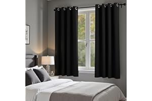 KOUFALL Black Out Curtains 63 Inch Long, 52x63 Length Grommet Blackout Room Darkening Thermal Insulated Curtains for Living Room Bedroom, 2 Panel Set