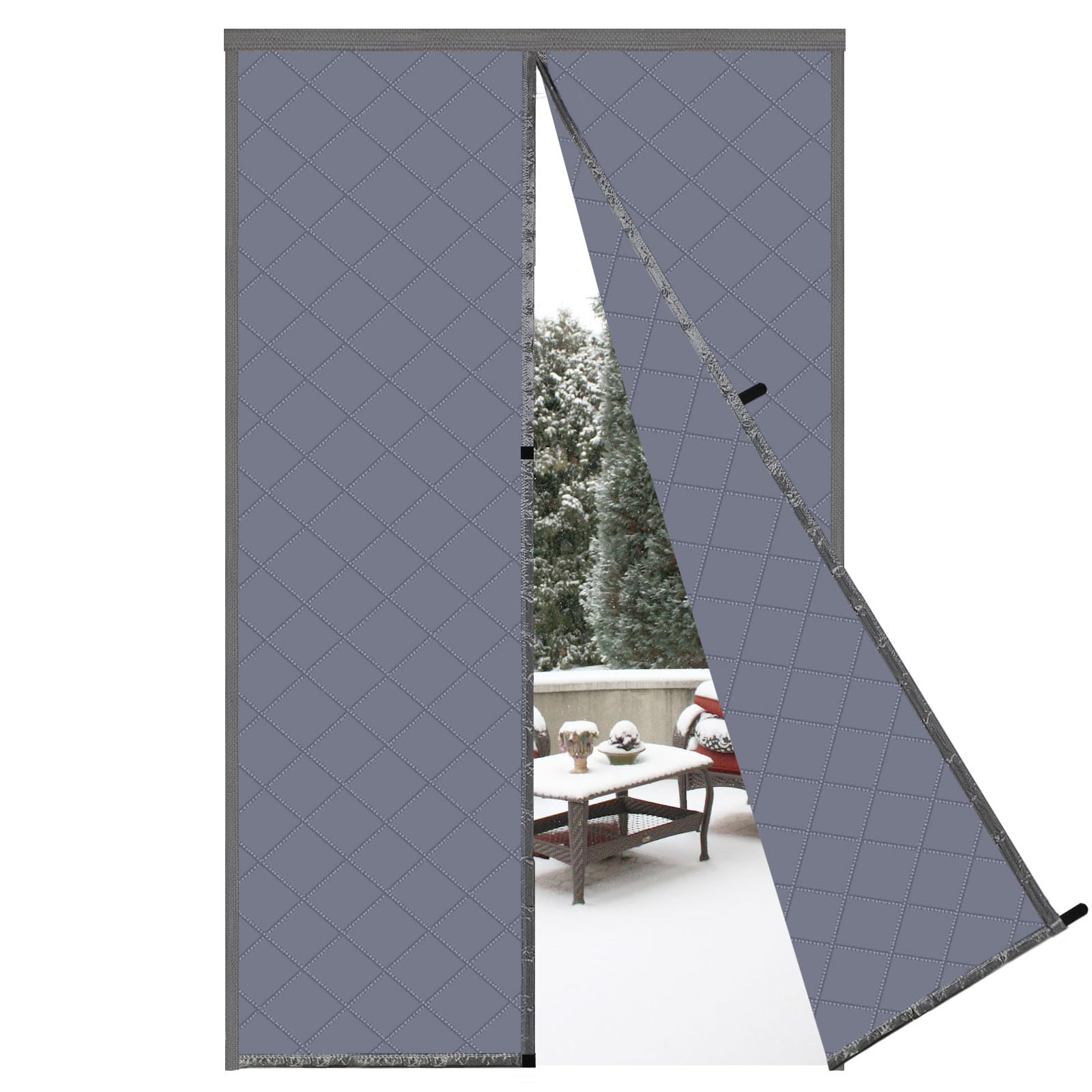 Risareyi Magnetic Thermal Insulated Door Curtain, Oxford Cloth Door Cover Outdoor Windproof Insulation with Strong Magnets, with Polyester Filling