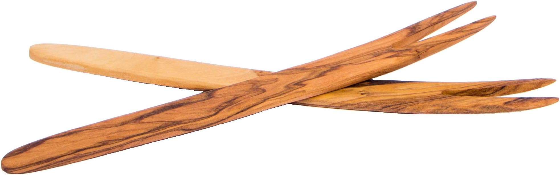 2 Barbecue Forks with 2 points - BBQ wooden forks - Handmade in Albania using Italian Olive Wood. SkandWood Cooking Utensils.