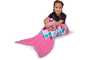 Fin Fun Mermaid Tail Blanket Kids, Girls and Boys - Cuddle Tails - Perfect Birthday Kids, Pink Dream